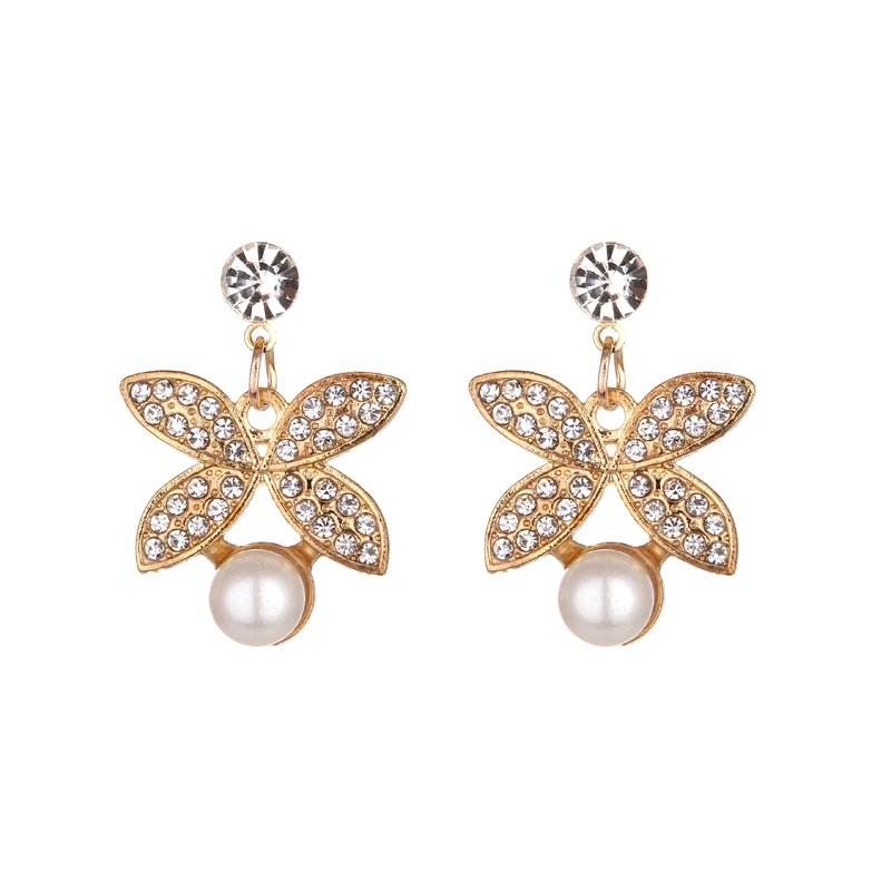 Simulated Pearl Bridal Wedding Jewelry Sets Silver Color Butterfly Flower Necklace Earrings Engagement | Украшения и аксессуары