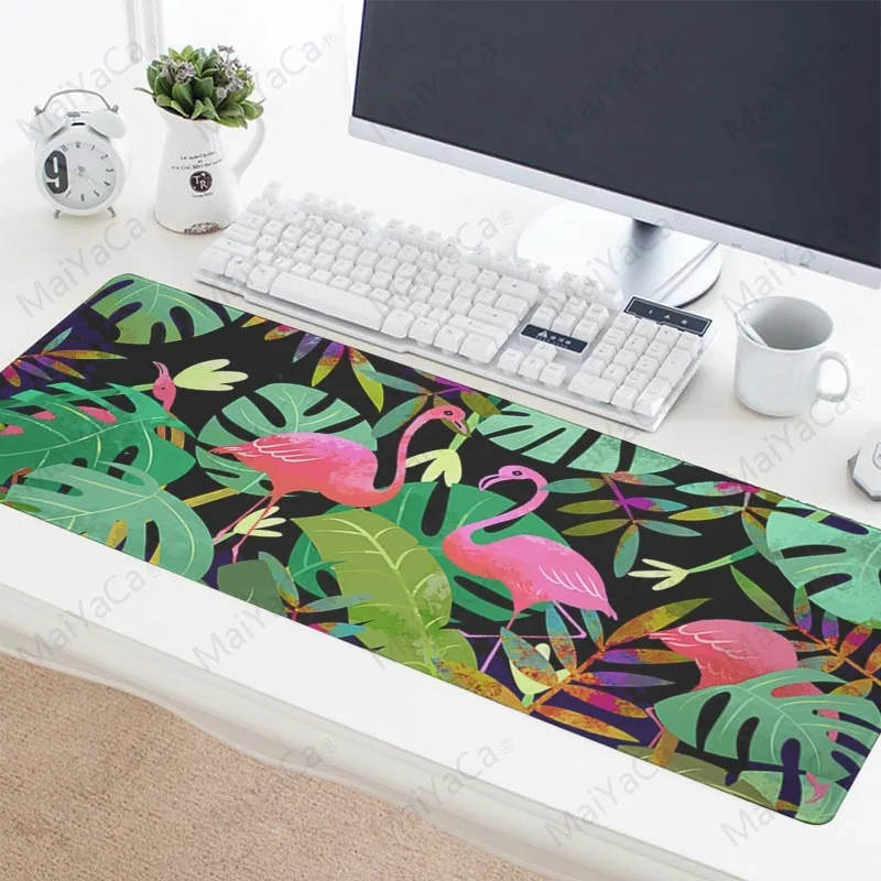 Lock Edge 40x90cm MaiYaCa тропический зеленый лист Фламинго розовый коврик для мыши 900x400x2 мм коврик для мыши Notbook компьютерный коврик для мыши HD принт игровой коврик - Цвет: Lock Edge 40x90cm