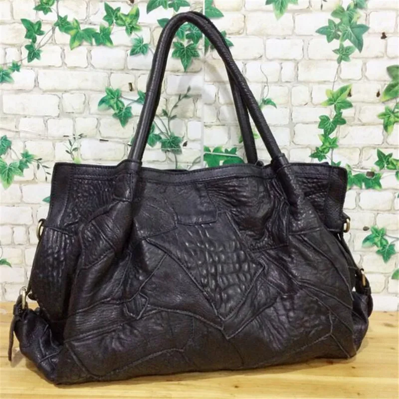 High Quality Genuine Leather Ladies Handbags 100% Cowhide Women Shoulder Bags Fashion Brands Large Black Messenger Bag A824 | Багаж и