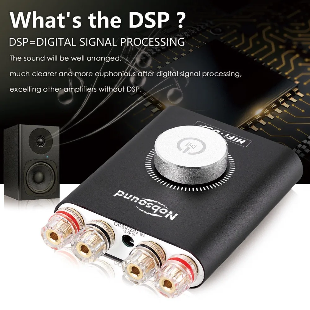Nobsound HiFi NS-20G Мини Bluetooth 5,0 TPA3116 цифровой усилитель мощности Hifi DSP стерео усилитель для наушников 100 Вт+ 100 Вт с адаптером