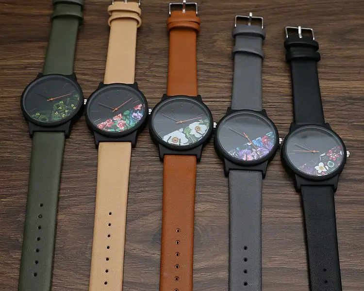 2017 Роскошные Лидирующий бренд с цветочным узором повседневные кварцевые часы