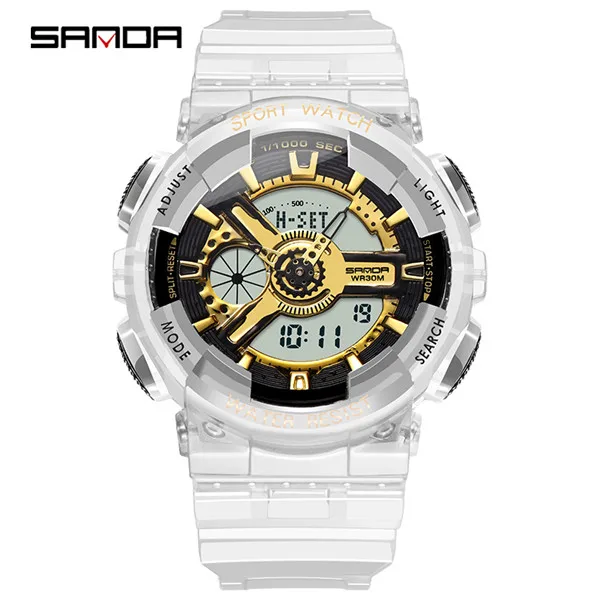 rose gold women Новинка, SANDA, спортивные часы для мужчин и женщин, модные, светодиодный, Relogio, цифровые, для пары, женские часы, кварцевые наручные часы для мужчин, s Reloj Hombre Saat - Цвет: rose gold women