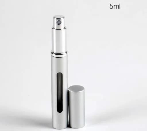 silver 1 шт. 5 мл стеклянная бутылка-спрей для духов Алюминиевый распылитель портативный косметический контейнер для путешествий флакон для духов контейнер для духов - Цвет: silver