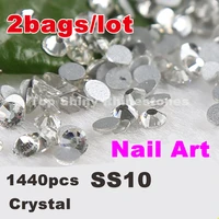 2bagslot ss10 2 7 2 8mm clear nail rhinestones to nails art glitter crystals decorations diy non hotfix rhinestone