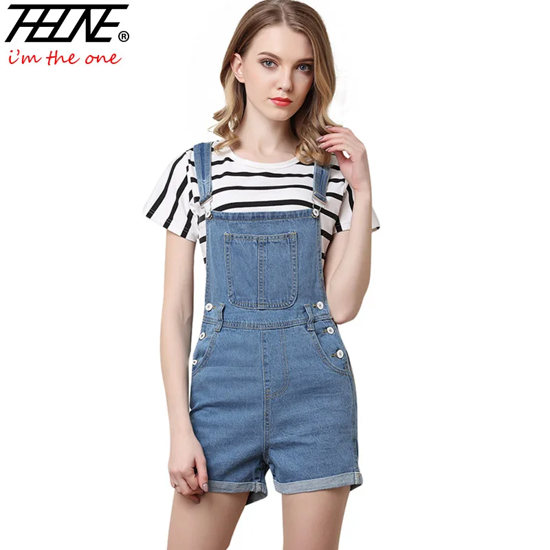THHONE/Новинка Женские летние шорты Джинсы на подтяжках Модные повседневные