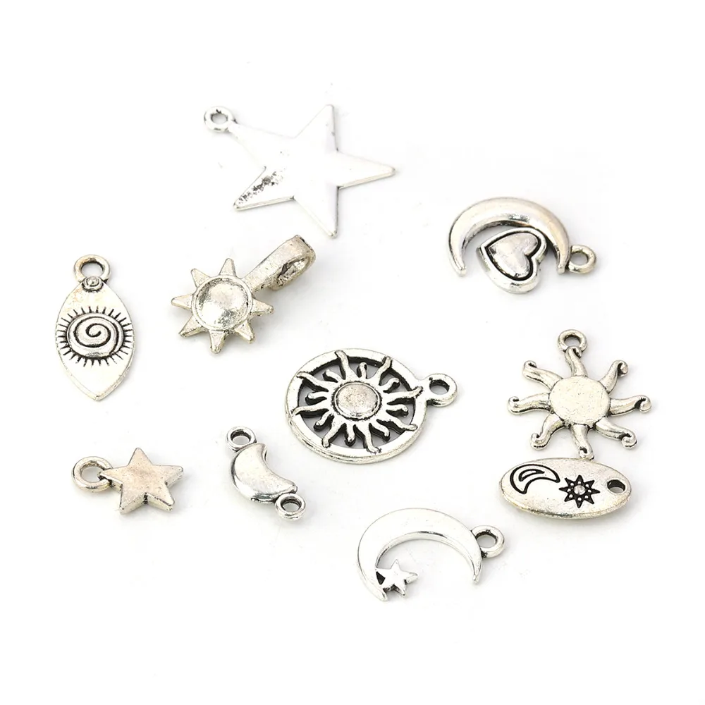 Подвески Galaxy Charms Sun Silver разноцветные 23 мм x 20 (7/8 &quotx 6/8&quot) 12 9 (4/8 3/8&quot) 1 пакет (2