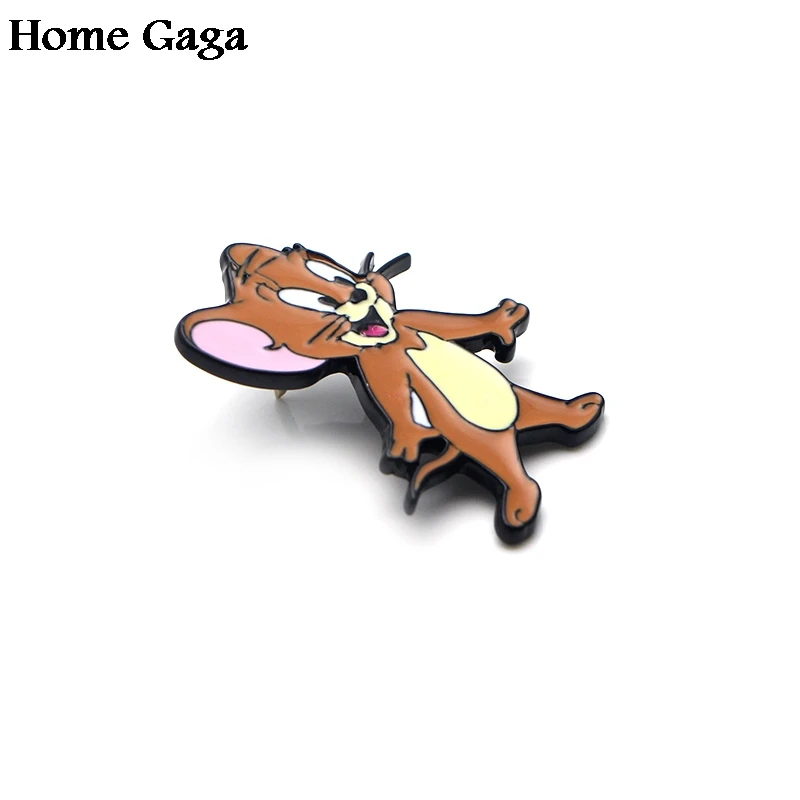 Homegaga Значки для галстука из цинкового сплава с кошкой и мышкой, для одежды, рюкзака, броши для обуви, значки, медали, украшения D1515