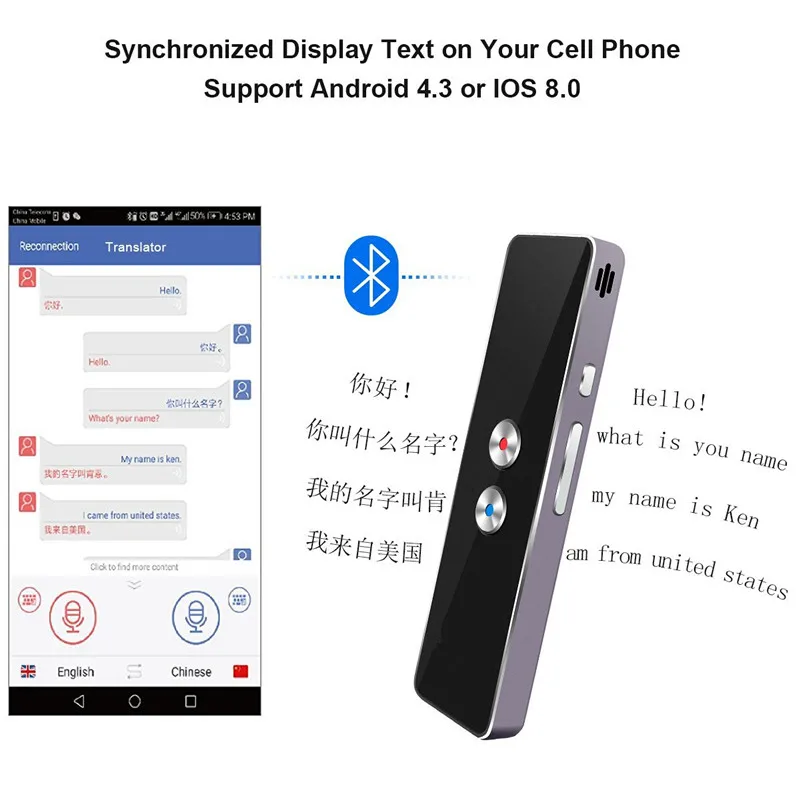 HBUDS портативный умный голосовой переводчик двусторонний перевод в режиме