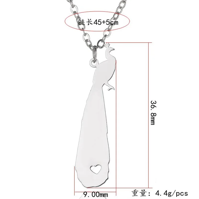 

Stainless steel golden peacock pendant necklace love animal necklace men and women jewelry Valentine's Day gift