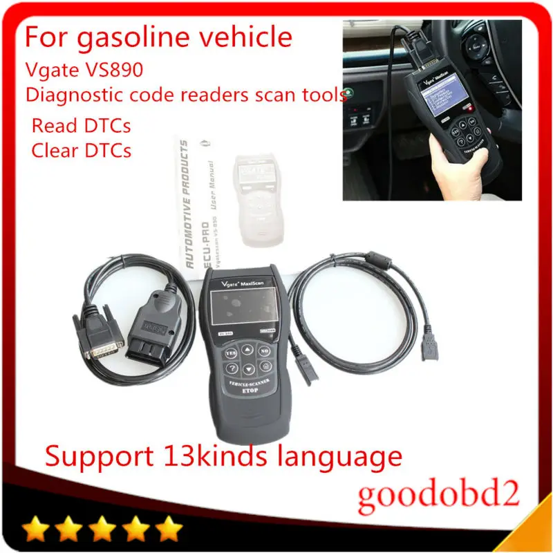 Car  Coder Readers Scanner Tools Vgate MaxiScan VS890 Universal Diagnostic Tool Multi-Language Auto MaxiScan Clear DTCs Scanner