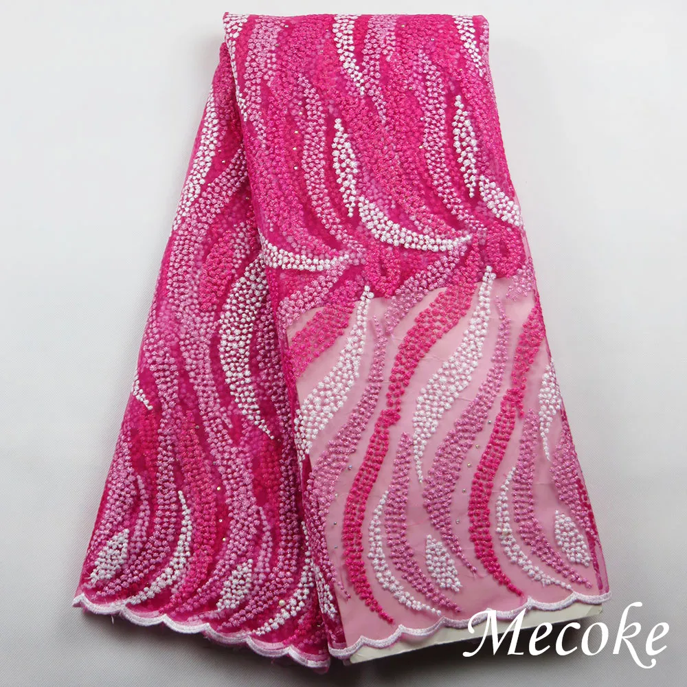 Высокое Качество Нигерии Кружевной Ткани С Бисером Африканский Французский