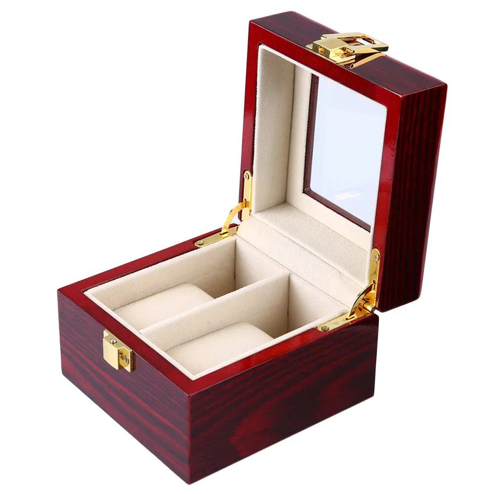 2 сетки деревянные часы Прозрачный чехол Jewelry Box Организатор Высокое качество