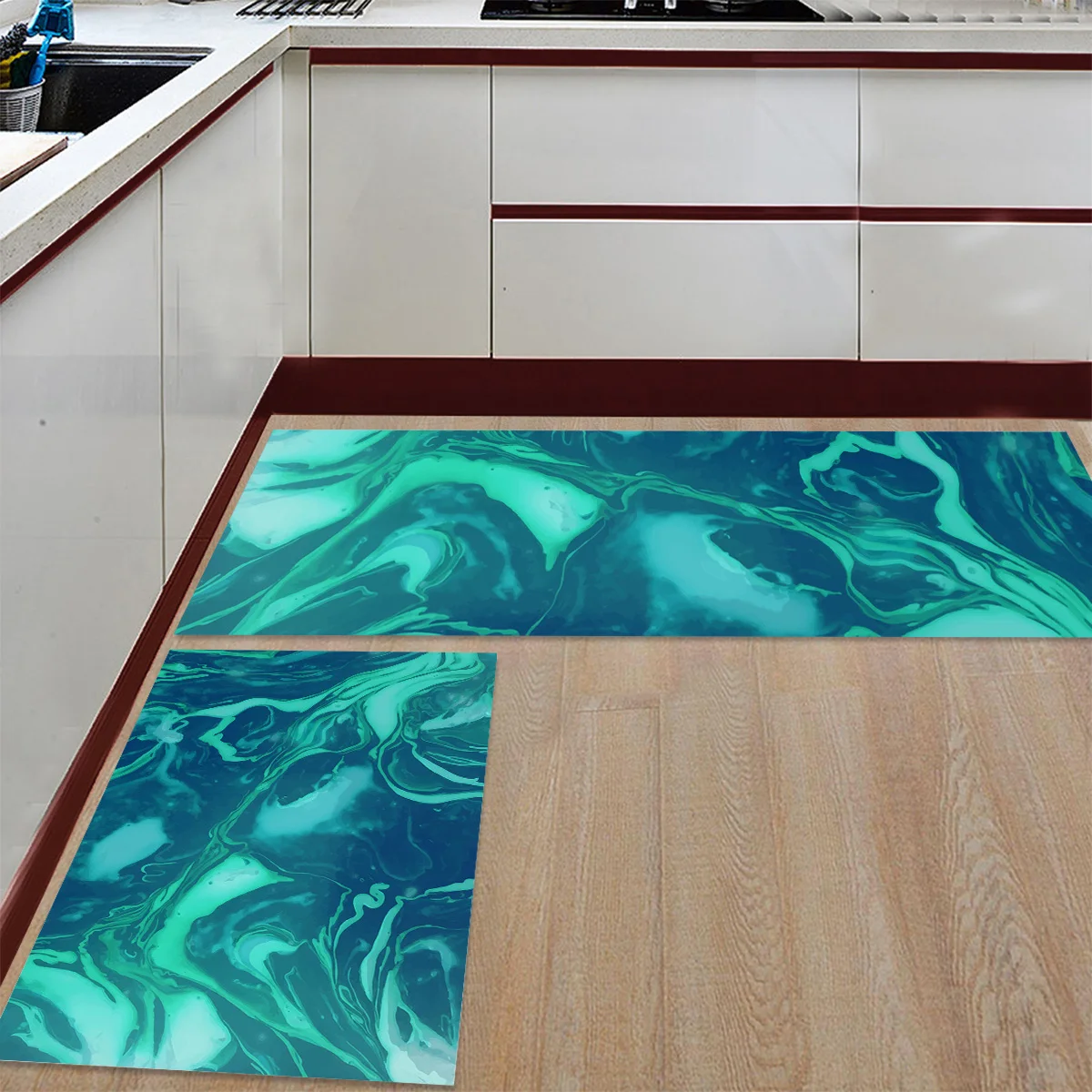 Green Art Marble1Doormats For Entrance Way Dirt Debris Mud Trapper Accessory Sets Floor Carpets Area Runners Living Room Door | Дом и сад