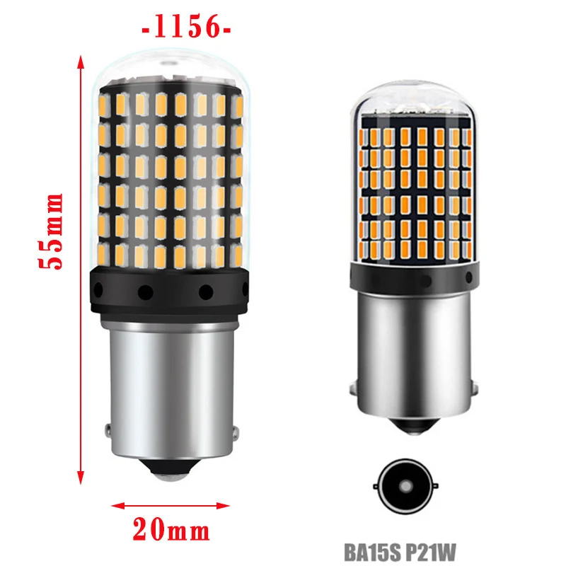 1 шт. 1156 светодиодные Canbus BA15S P21W S25 144 LED 4014 чипы 6000K белый красный желтый стоп