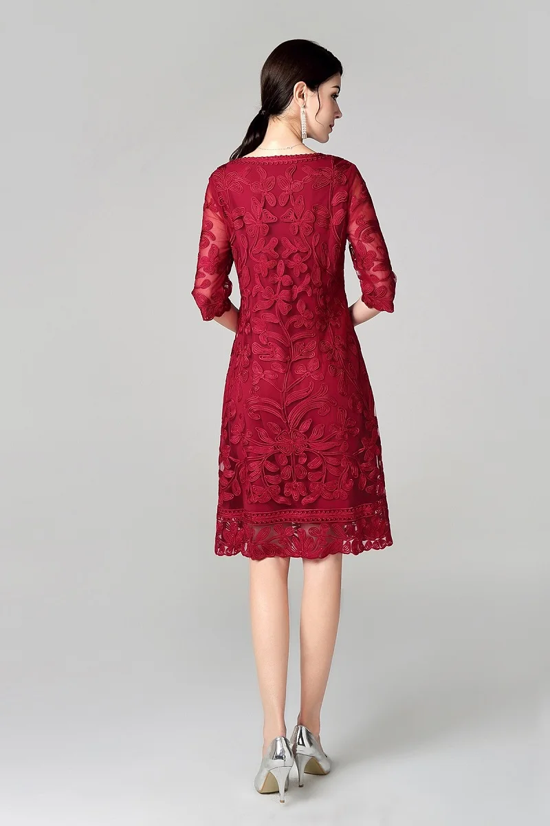 XXXXL платья Vestidos весенне-летние модные коктейльные вечерние женские с круглым вырезом ткань с аппликациями вышивка красное платье синего цвета