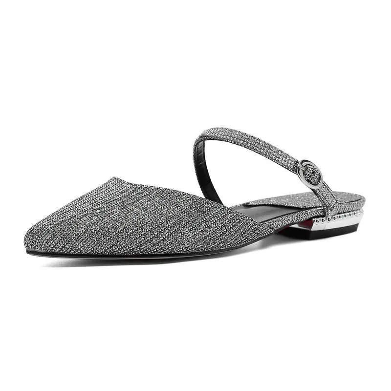 

Salu Concise Elegant Pointed Toe Strange Style Women Sandals Sheepskin Slip on Shallow Party Summer Wedding Basic Shoes Woman
