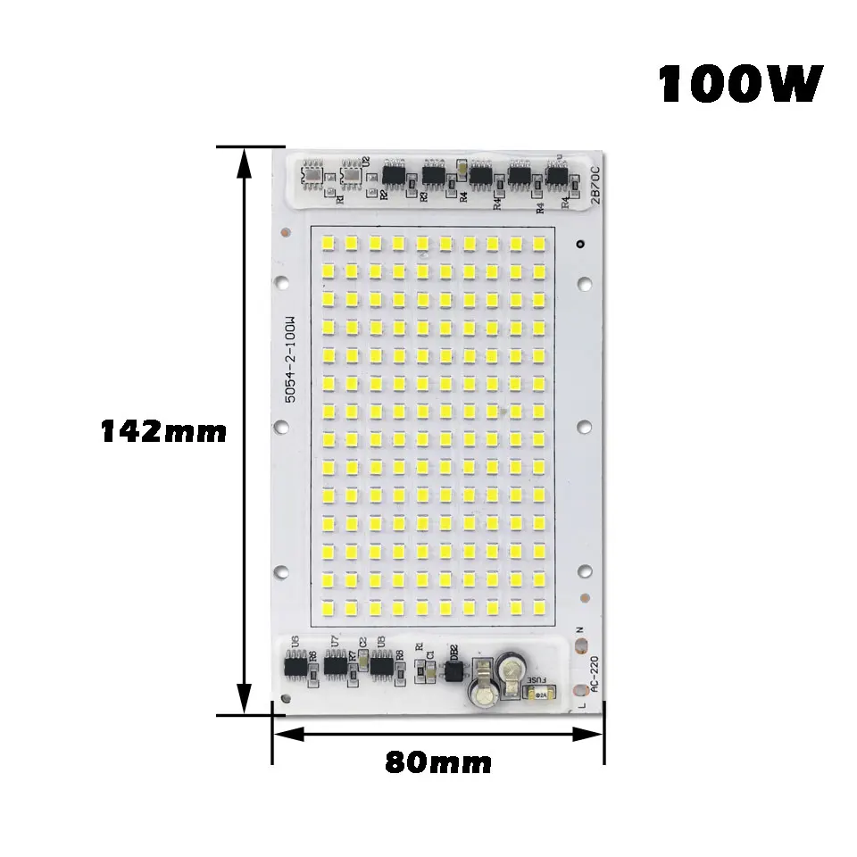 100W 2 шт прожектор источника Smart IC 220 V 10 W 20 W 30 W 50 W 100 W 150 W 200 W SMD2835 УДАРА светодиодный лампы для DIY открытый прожектор - Испускаемый цвет: 100W