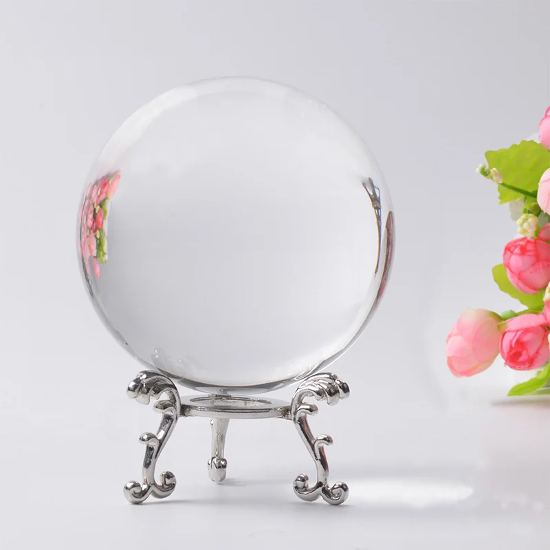 with silver base 60/70/80MM фотография хрустальный шар орнамент фэншуй Глобус Гадания и предсказания кварца Волшебная Стекло шар для домашнего декора Сфера bola de ручек на выбор - Цвет: with silver base