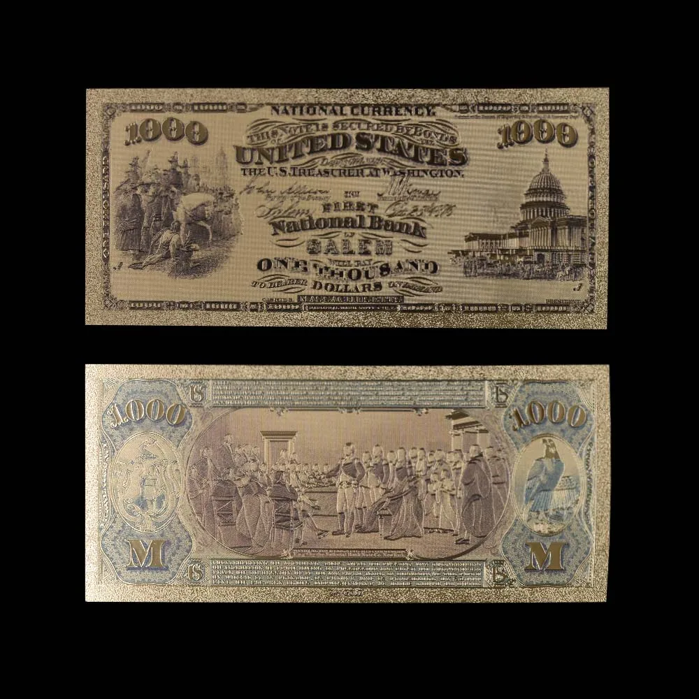 Набор золотых банкнот в долларах США $1 $5 сувениры форме и других цветах коллекция