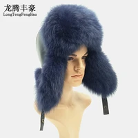 warm men real fox fur cap male genuine raccoon fur hats with fur ear protection 100 natural real fur leather bomber hats