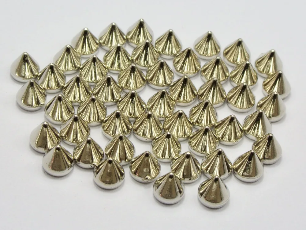 200 серебряных тонов металлический акриловый рок панк шип конус шпилька Flatback 6x6 мм