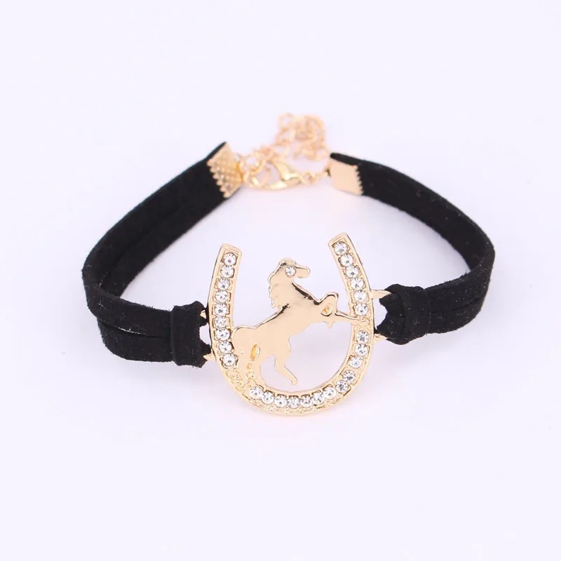 

hzew two colors cute animal bracelet horse Horseshoe bracelets gift