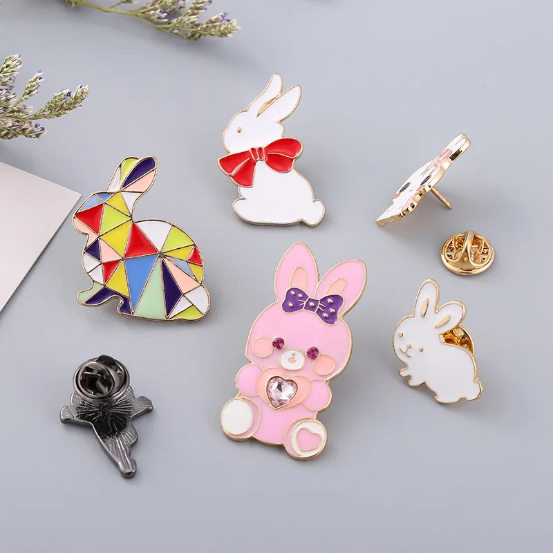 Броши с милыми животными для женщин и мужчин Геометрические Цвета эмалированный