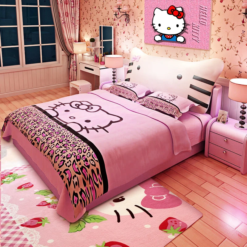 120X190 см 5 размеров на выбор hello kitty розовая кожаная детская мягкая спальная кровать