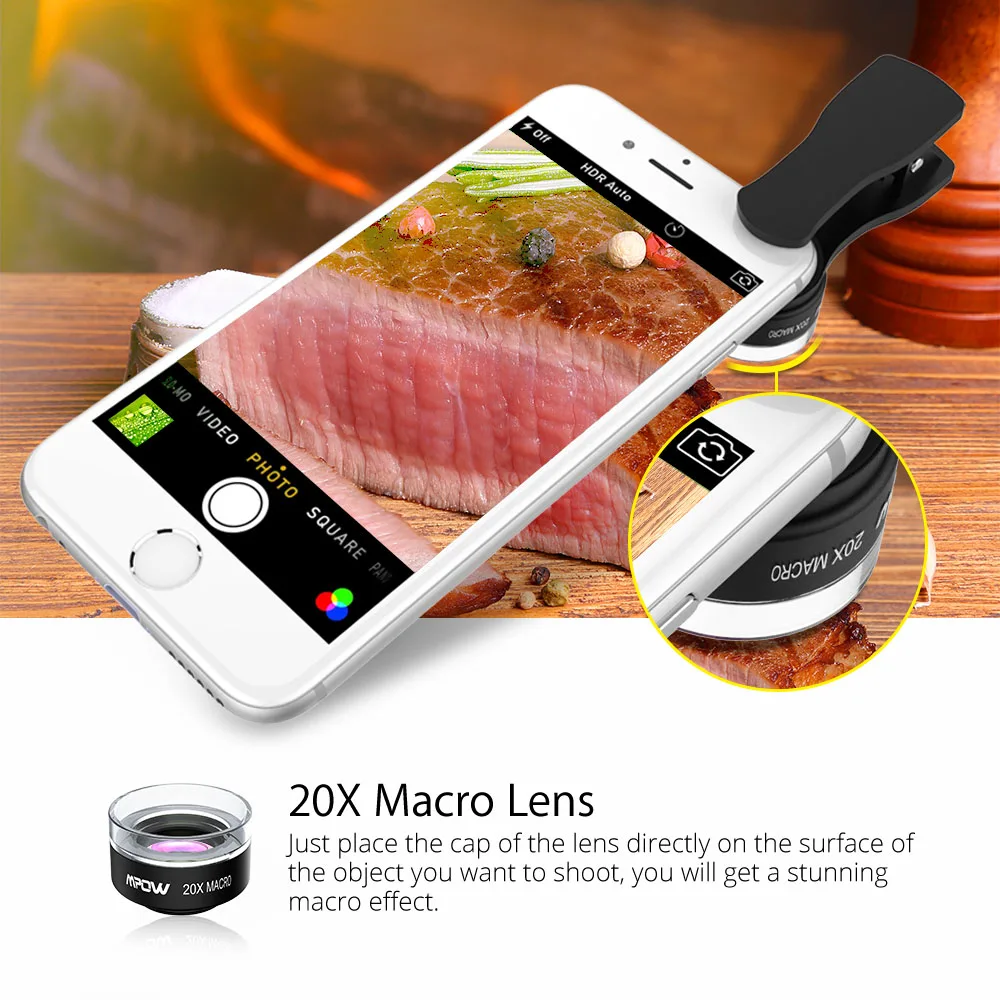 MPOW универсальные чехлы для мобильного телефона Камера объектив Комплект 3 в 1 Clip on