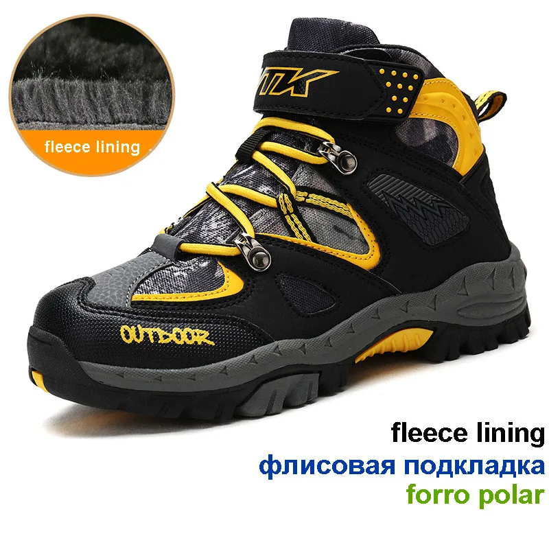 Детские туристические ботинки зимние Нескользящие теплые детские кроссовки для