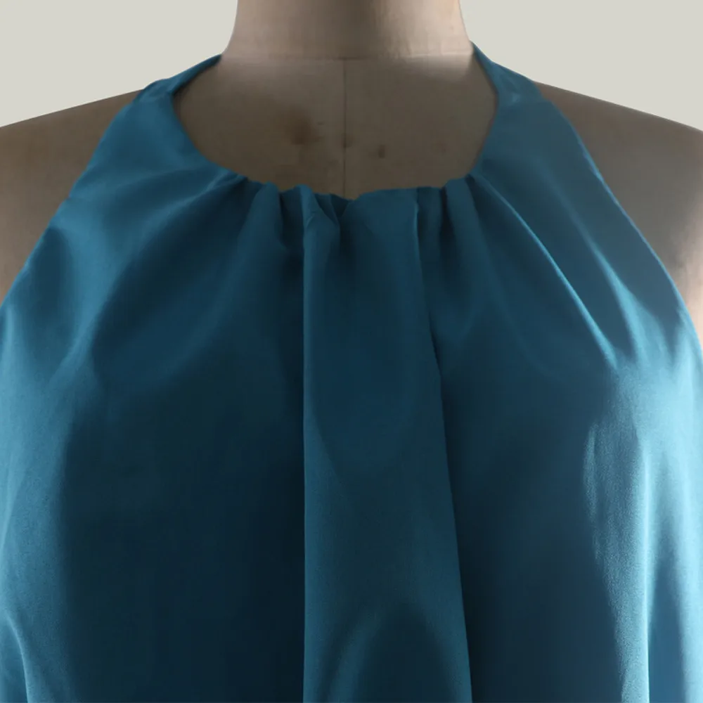 Сексуальное женское платье с лямкой на шее однотонное длинное вечернее вырезами