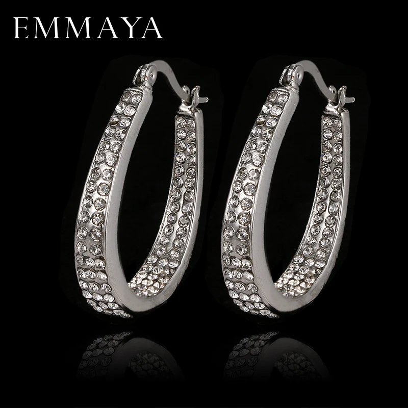 

EMMAYA White Gold Color Huge Big Earrings Fashion Cheap Crystal Jewelry For Valentine's Day Party