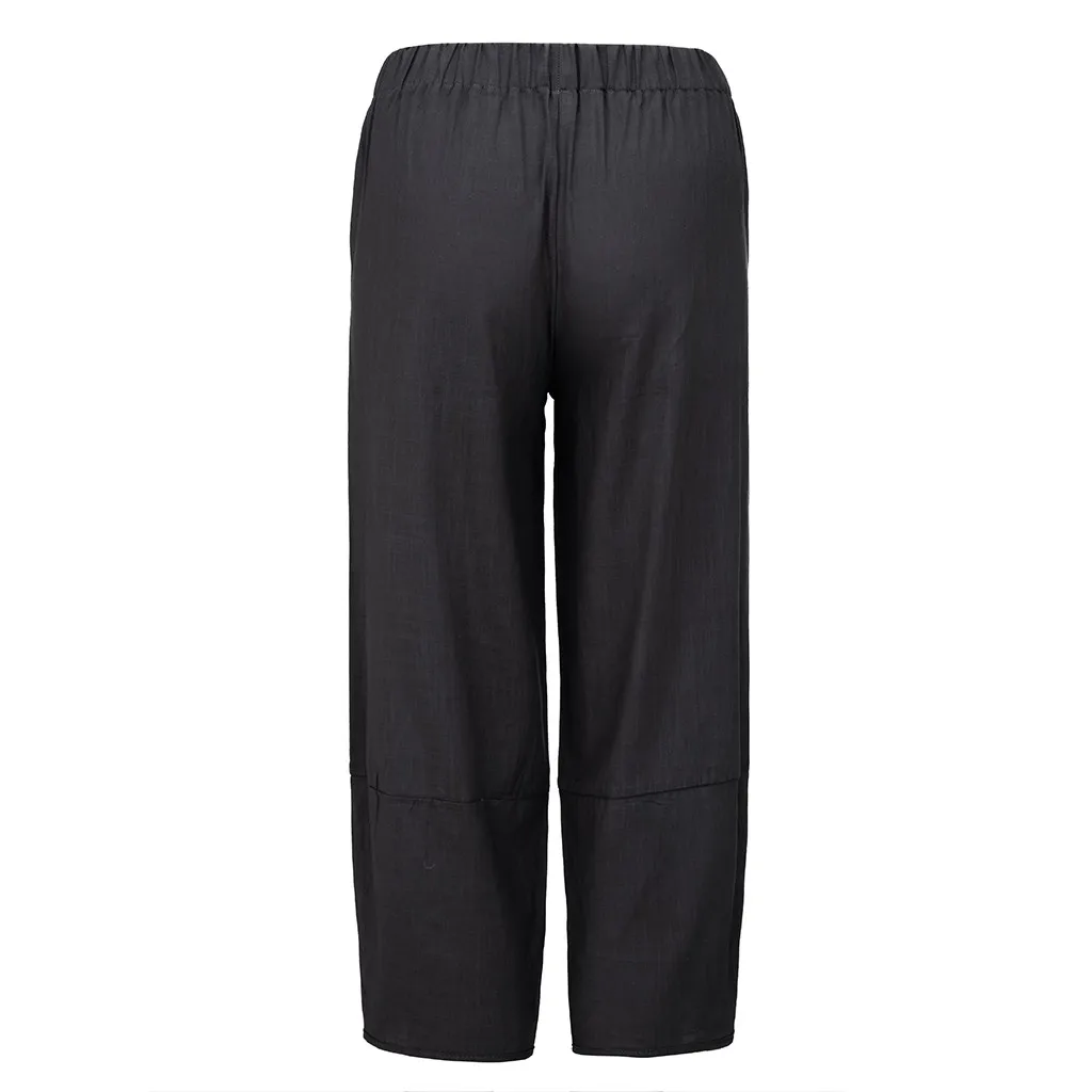 Женские хлопковые укороченные брюки с высокой талией однотонные Spodnie un pantalon Hose