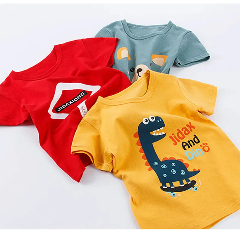 Летняя футболка с принтом для мальчиков и девочек рисунком льва хлопковые