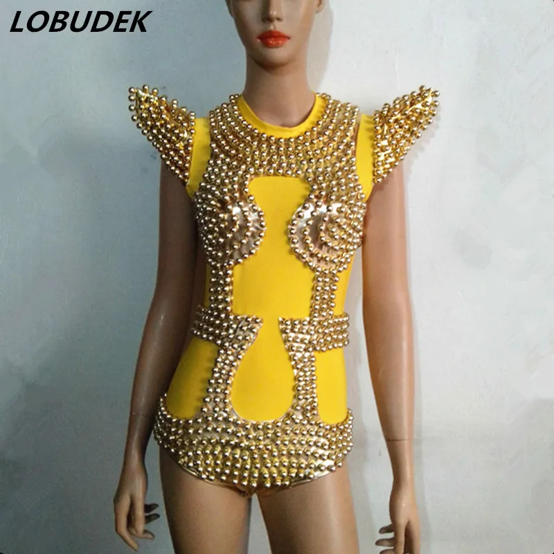 Occident Bar Nightclub Leading dancer stage Costume DJ Singer performance dance outfit sexy Handmade sewing Beading Bodysuit