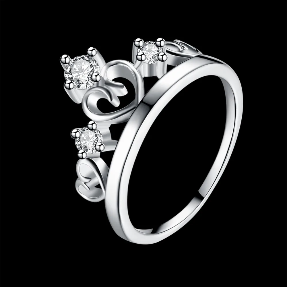 LJ &amp OMR красивое свадебное ювелирное изделие кольцо в виде короны из серебра 925