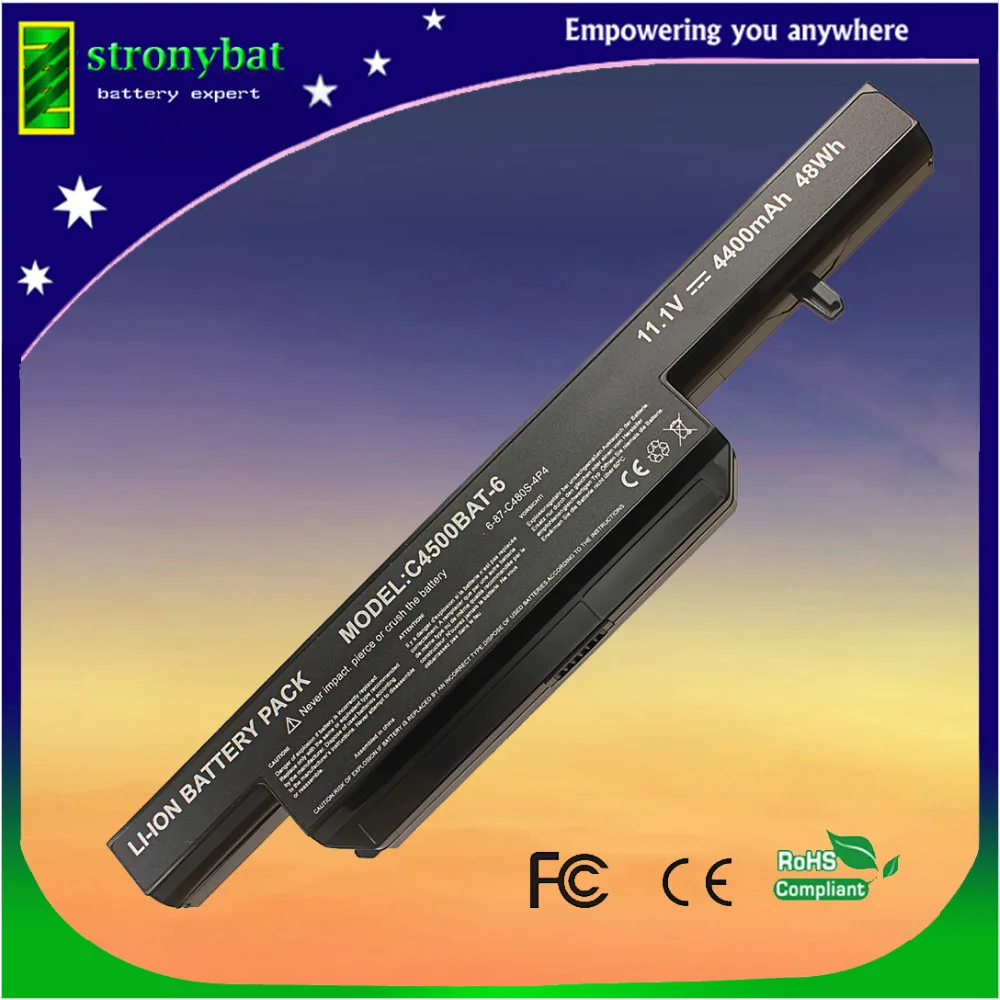 Аккумулятор для ноутбука Clevo C4500 C4500Q C4501 C4505 W150 C4500BAT 6 87 C480S 4P4 KB15030|battery for dell inspiron