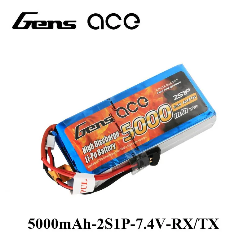 Аккумулятор Gens ace Lipo 2S RX/TX 5000 мАч 7 4 В аккумуляторная батарея Futaba Plug высокое
