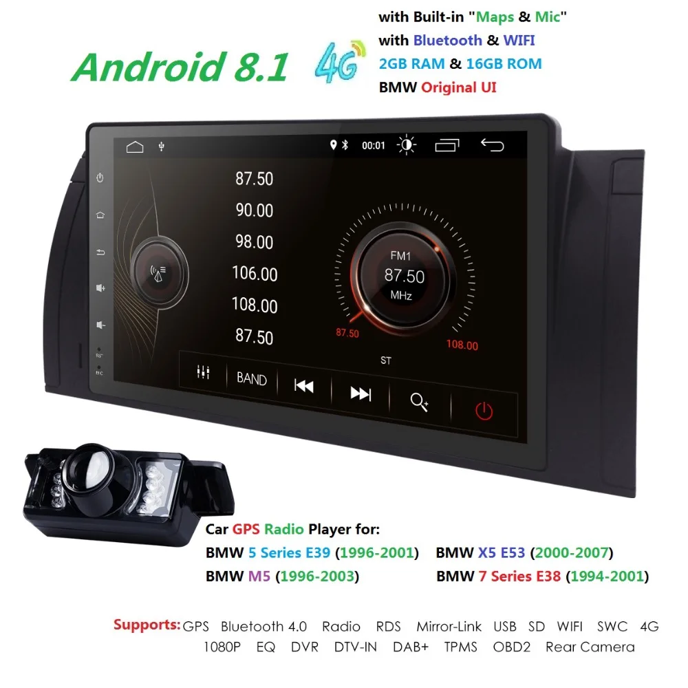 9 &quot1 DIN Авторадио автомобиля без DVD мультимедиа для BMW E39 bmw x5 e53 M5 Android 8 1 Gps