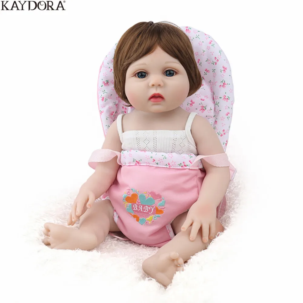 KAYDORA Reborn Baby Girl Doll Fulll виниловое боди с коричневым париком для волос Детские