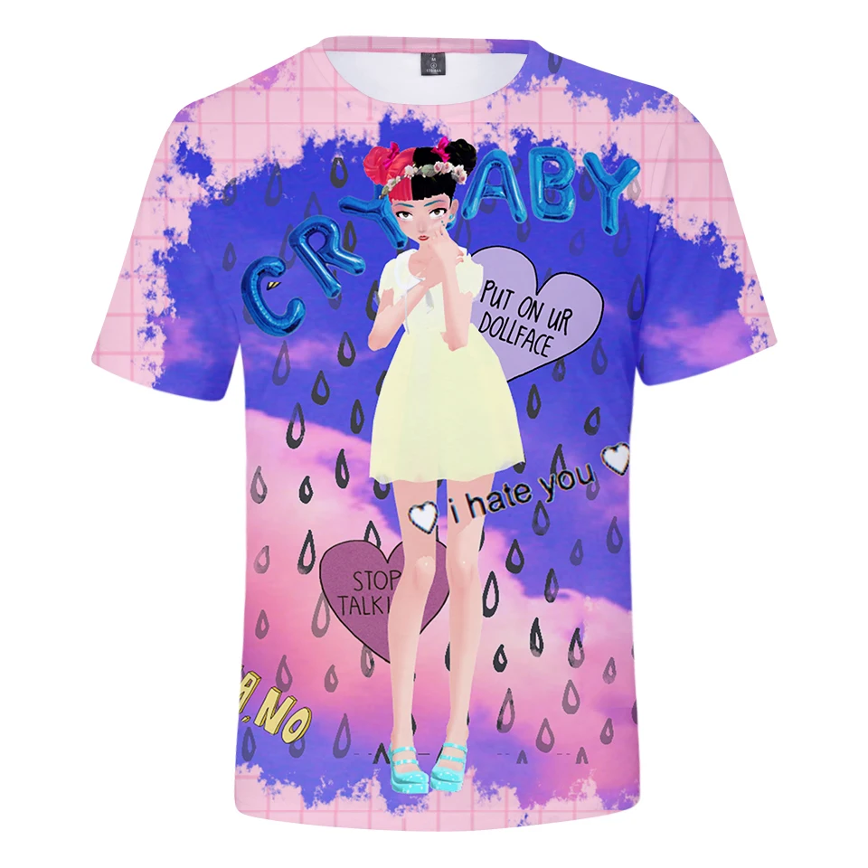 LUCKYFRIDAYF CRY BABY print 3D Fashion Print Short Sleeve T-Shirt Women Pop Top Summer Femele Cotton Clothes | Женская одежда