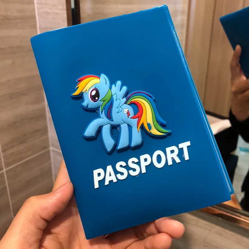 Blue Passport Cover CAJIFUCO, Обложка для паспорта, мультяшная, ПВХ, карамельный цвет, держатель для паспорта, для женщин и мужчин, чехол для паспорта, силиконовый, держатель для карт - Цвет: Blue Passport Cover