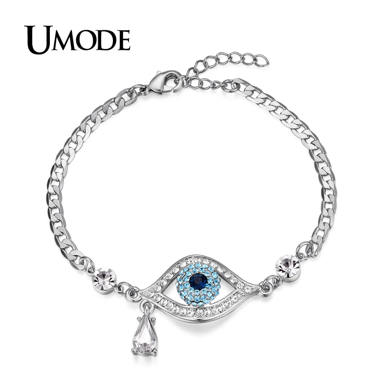 Umode сглаза многоцветные австрийский Rhinestnes капли воды Pulseiras браслеты женщин белый