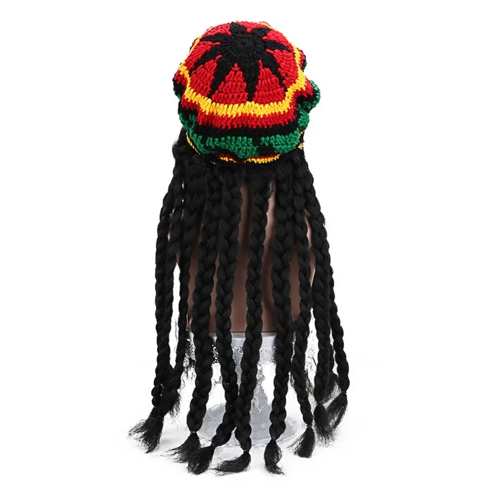 28 &quotдлинный черный синтетический парик раста дреды Tam Reggae вязаная шапка ямайский