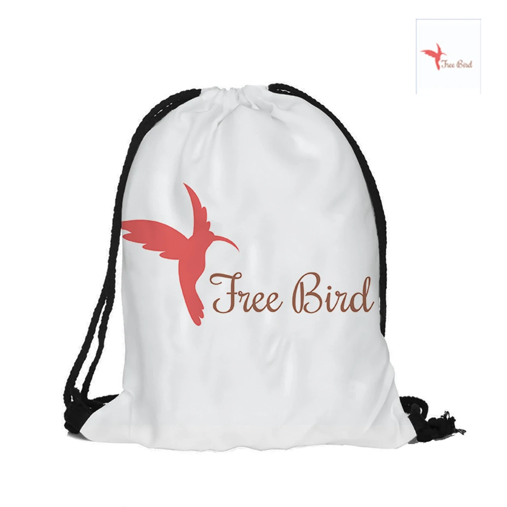 Бохо стиль Бесплатная птица узоры Печать Декоративные Drawstring рюкзак мода