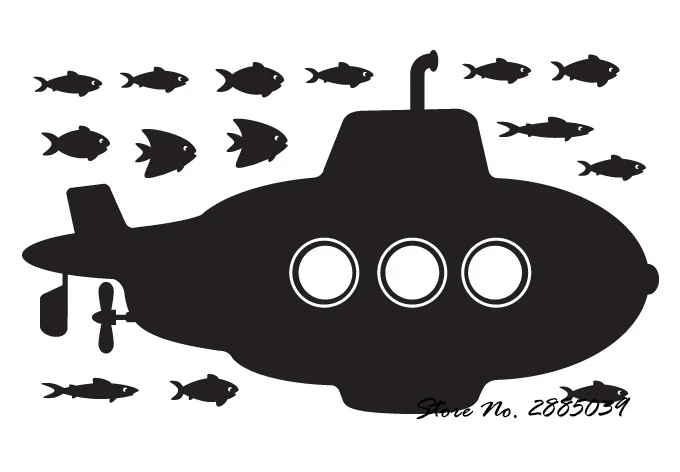 

Wall Decals Quotes An amazing submarine set with fishes Sticker For Kids Rooms Wall Stickers Home Decor Living Room Art LA161