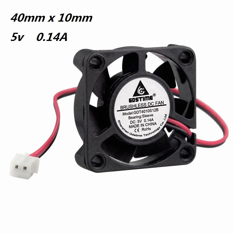 

10pcs Gdstime 5V Mini Small 40x40x10mm 40mm DC Cooling Fan 2.0-2pin High Speed 4cm Brushless Cooler 4010 Sleeve/Oil