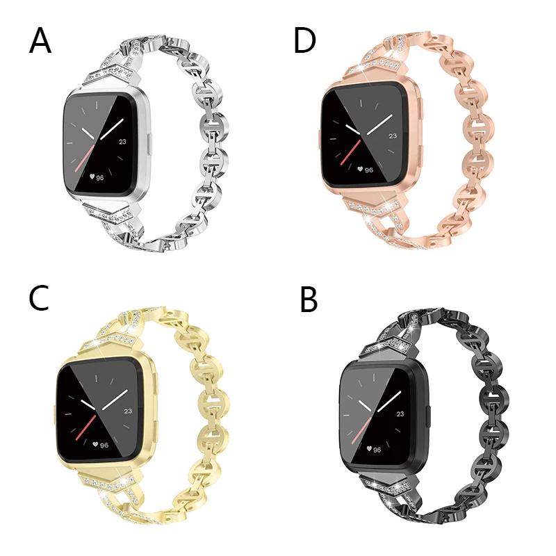 

Stainless Steel Strap For Versa Vo 8 word diamond Watch Band Rhinestone Diamond Strap Watch Metal Band For Versa Bracelet