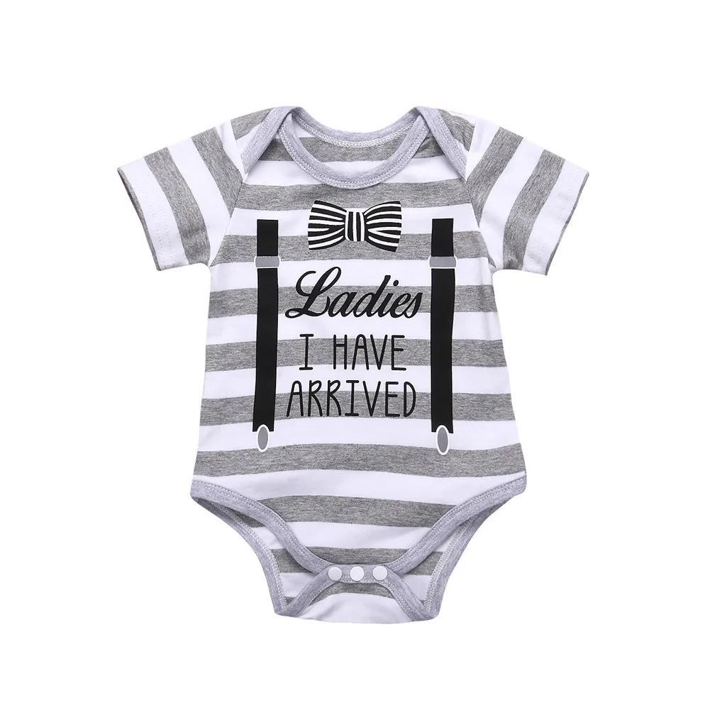 Newborn Baby Boy Girl Cotton Romper Little Gentleman Stripes Jumpsuit Clothes Outfit |
