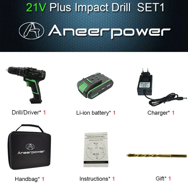 1pcs battery 21 в стиль Аккумуляторная дрель для дома Diy электроинструменты+ тканая сумка Ударная дрель электрическая отвертка электрическая ручная дрель Аккумуляторный молоток - Цвет: 1pcs battery